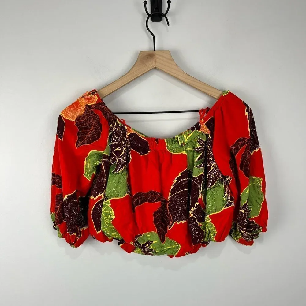 Free People Bright Red Orange Crop Top with sprint XS